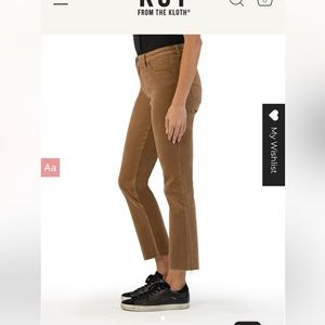 Kut from the Kloth Reese Ankle Straight Leg corduroy in Tobacco